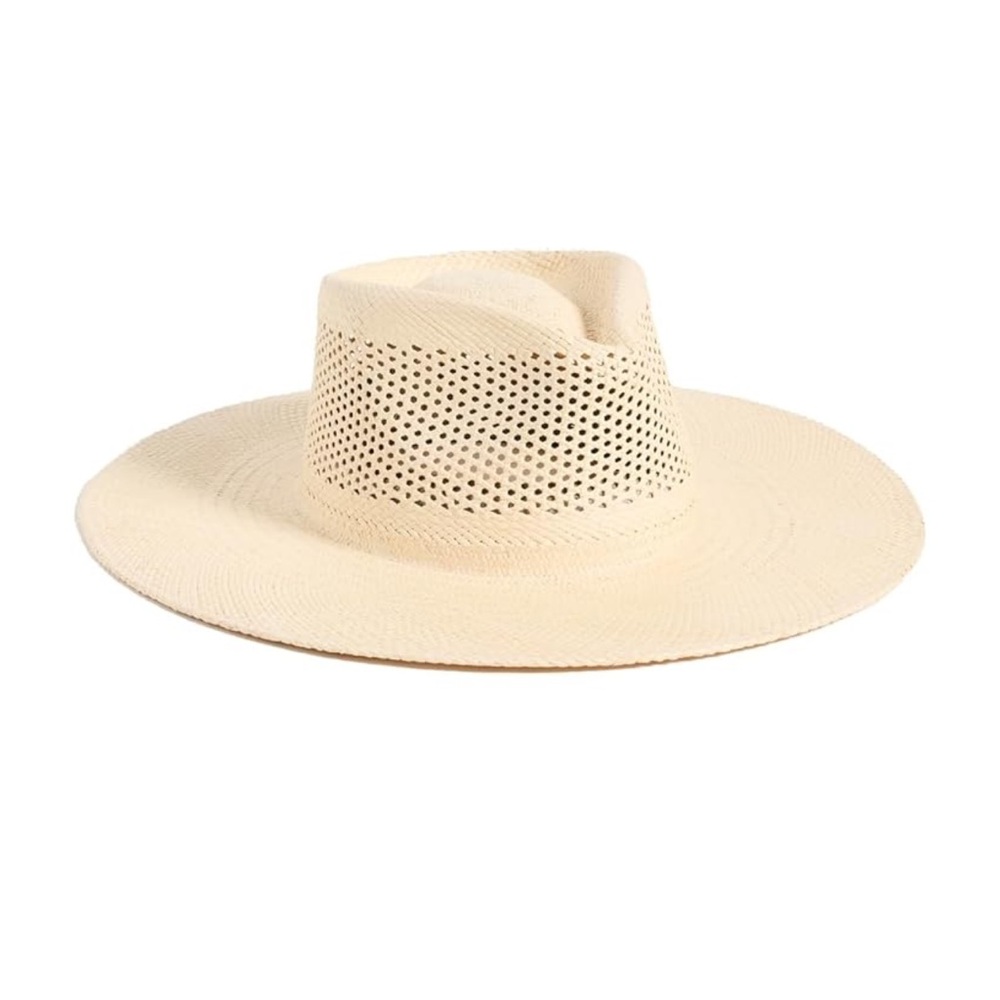 New Brixton Women's Jo Panama Straw Rancher Hat Elegant Cream Wide-Brim Hat